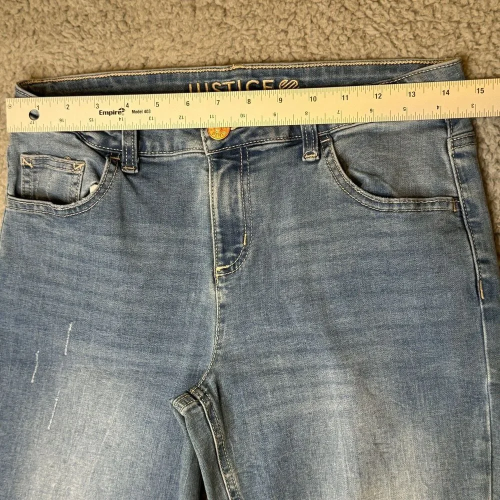 Justice‎ Girlfriend Raw Hem Distressed Blue Jegging Stretch Jeans Girls 14 Plus